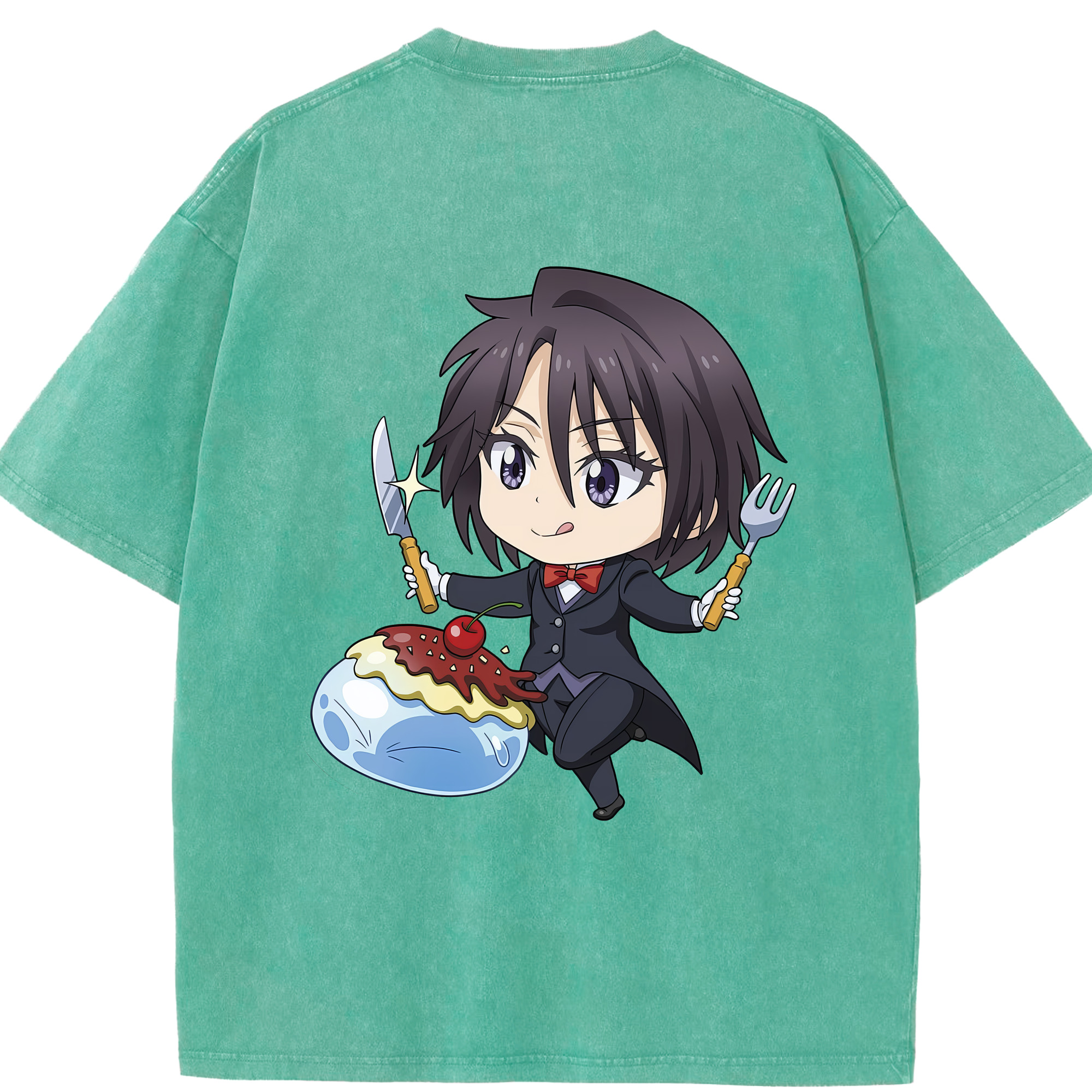 （画像用） 転スラ Regarding Reincarnated to Slime 綿100% ヴィンテージ風 半袖Tシャツ（背面プリント）